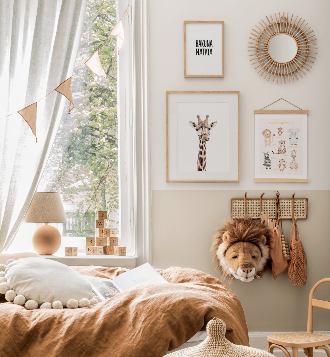 beige gult barnerom inspirasjon