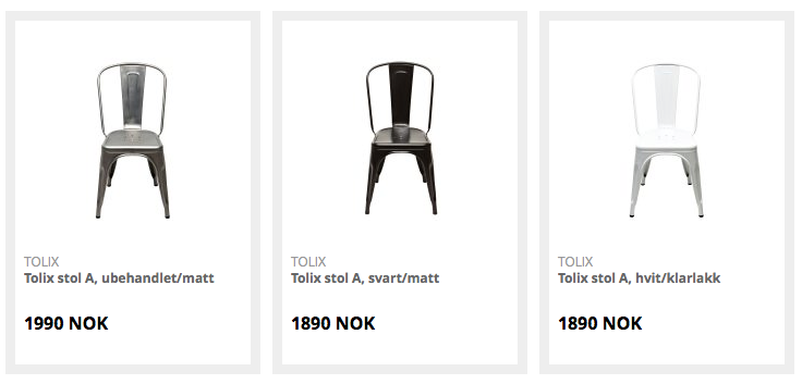 Tolix stol i ulike farger nettbutikk
